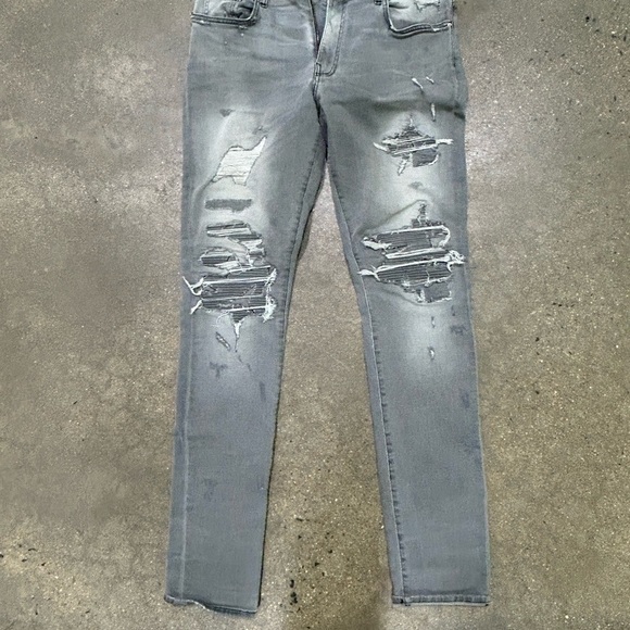 AMIRI Gray Ripped Skinny Jeans